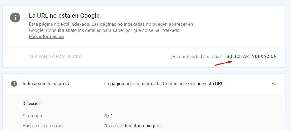 solicitar indexacion